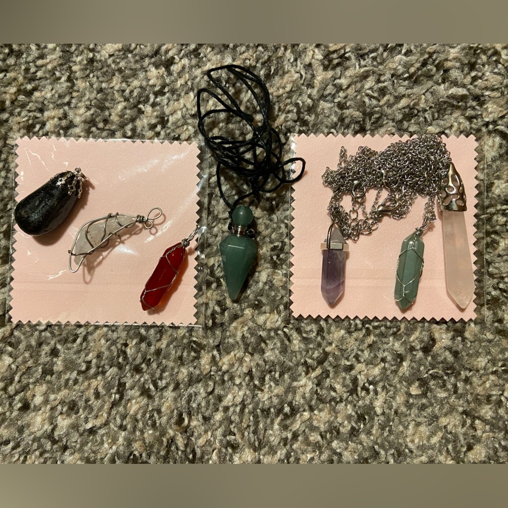6 Colorful Gemstone Pendant & Necklace Collection